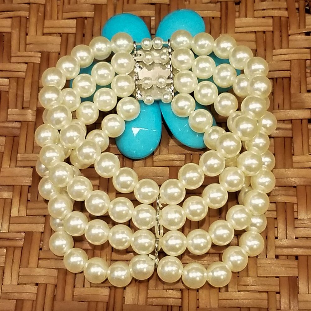 Large Sparkling Flower Statement Bracelet - image 2